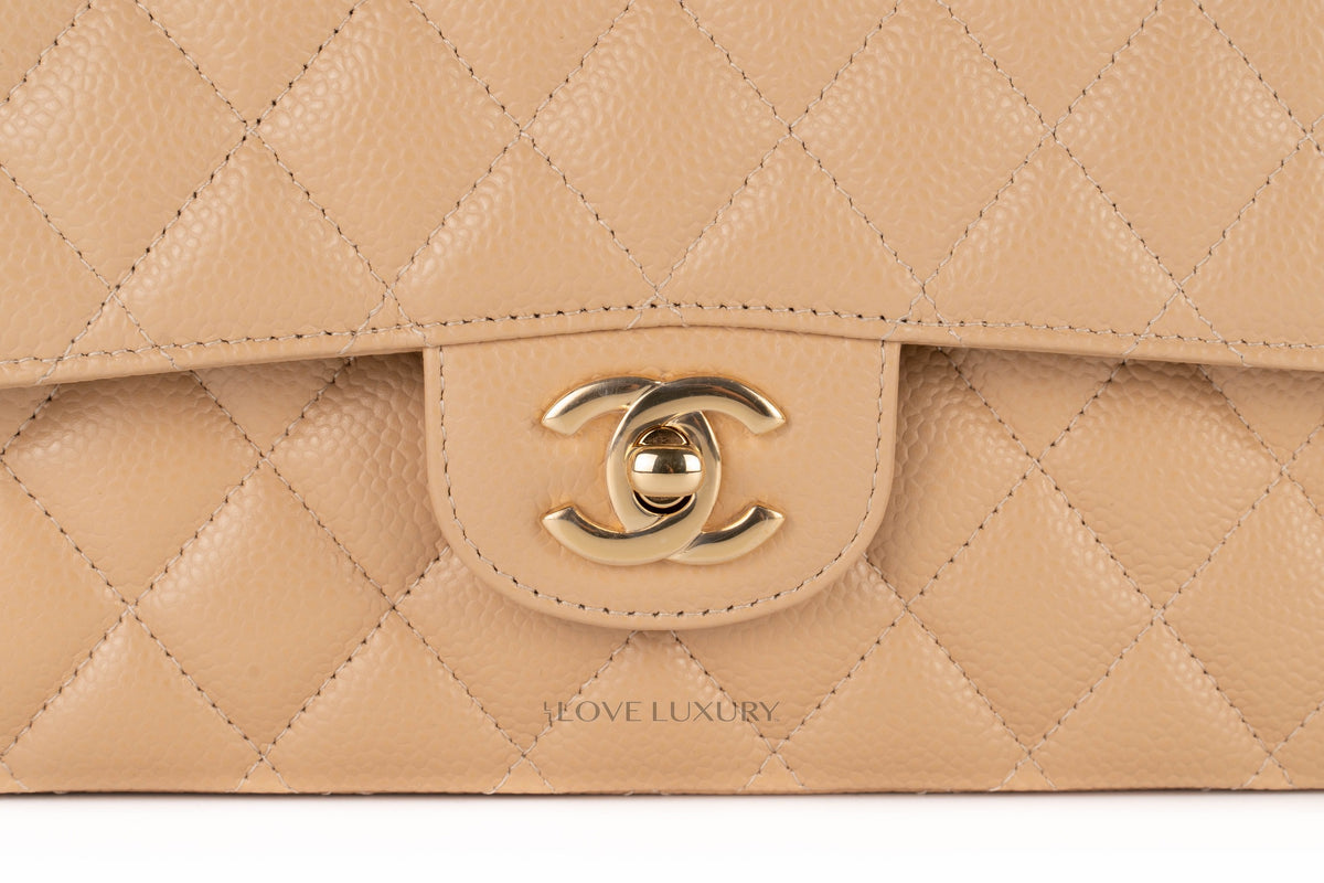 Chanel Medium Classic Flap Beige Clair Gold Hardware - view 7
