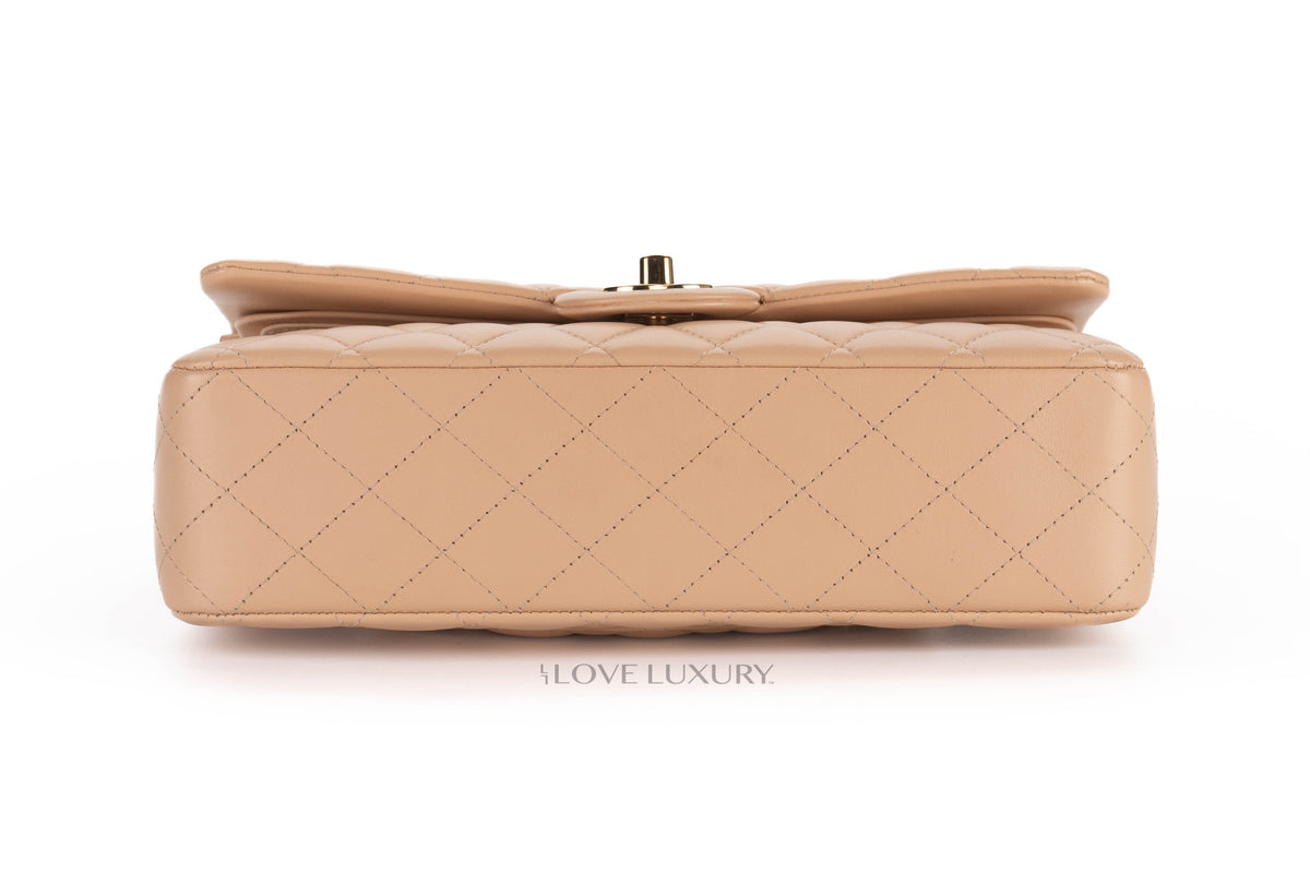 Chanel Medium Classic Flap Beige Claire Lambskin Gold Hardware - view 6