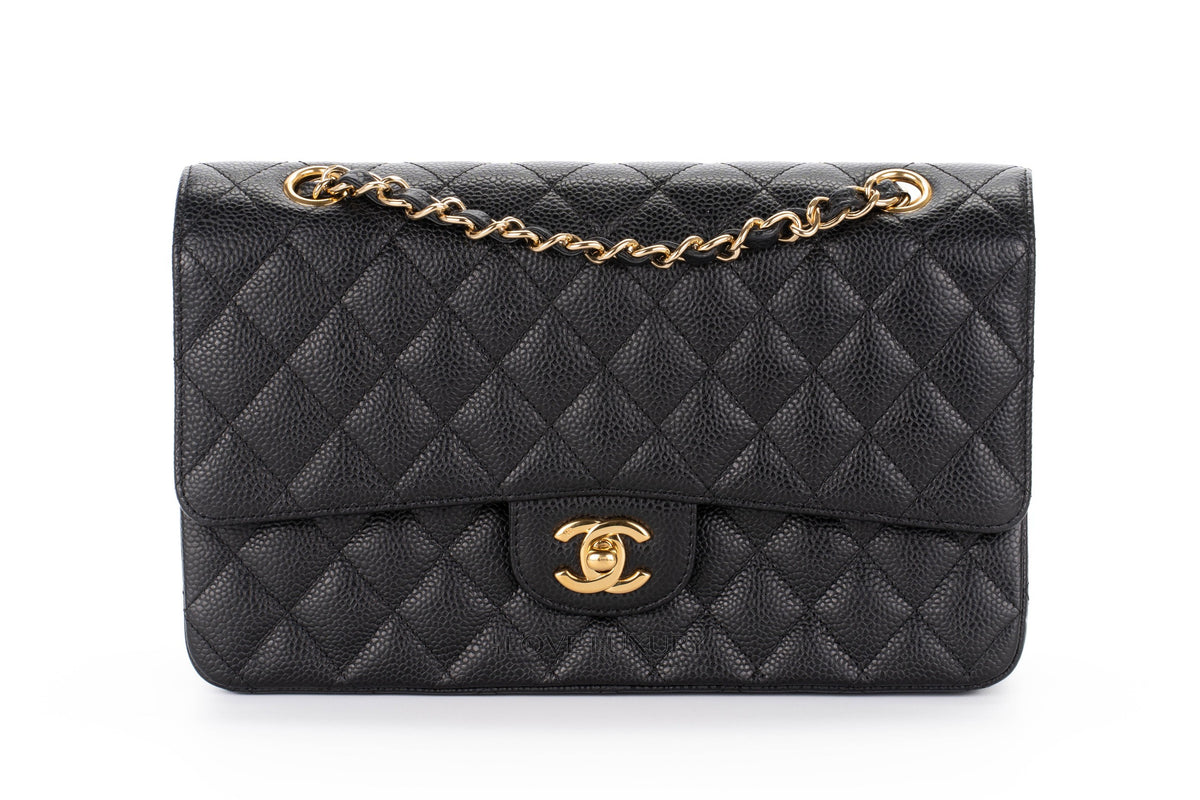Chanel Medium Classic Flap Black Black Interior Caviar 24K Gold Hardware - view 1