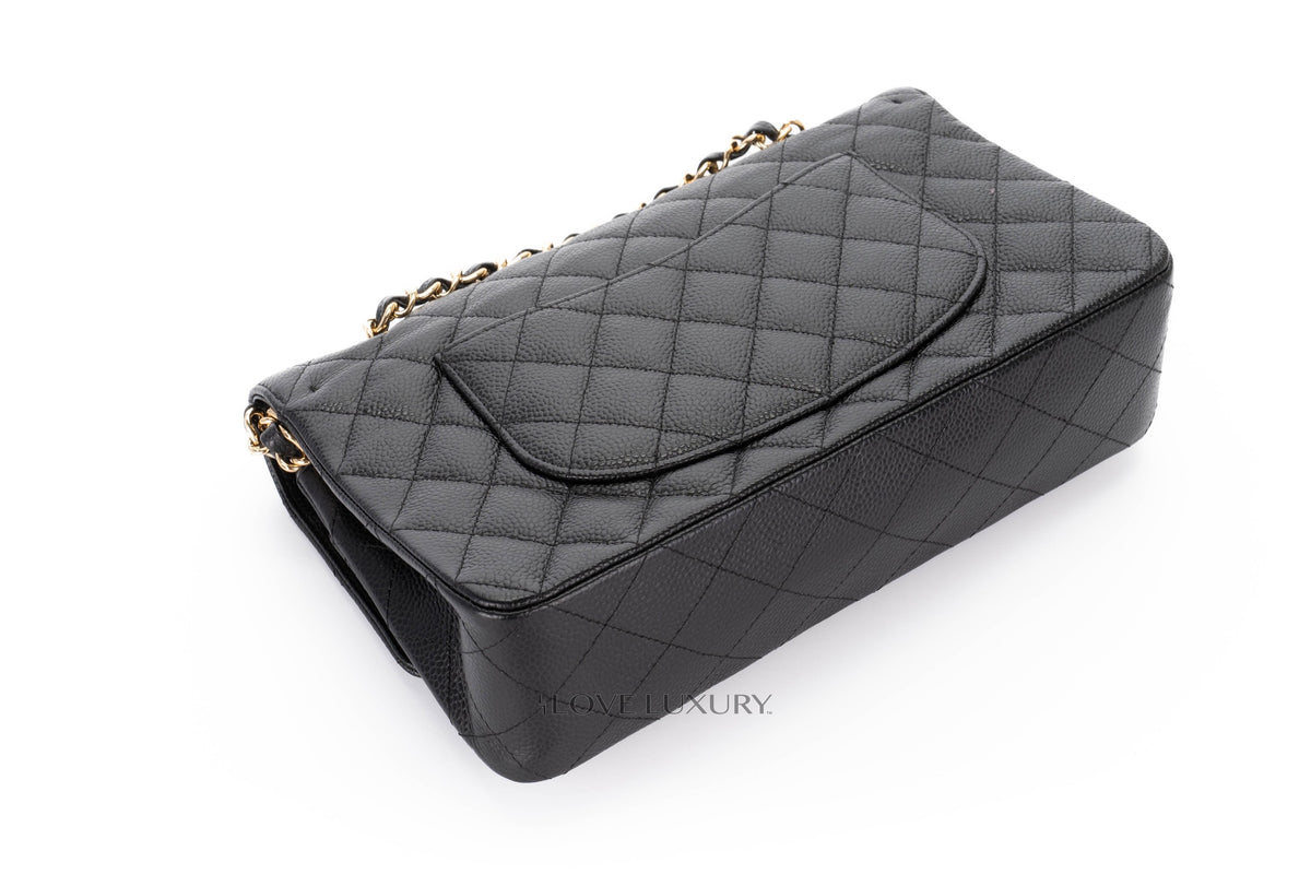 Chanel Medium Classic Flap Black Black Interior Caviar 24K Gold Hardware - view 14