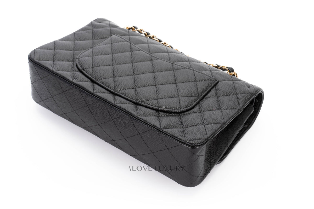 Chanel Medium Classic Flap Black Black Interior Caviar 24K Gold Hardware - view 15
