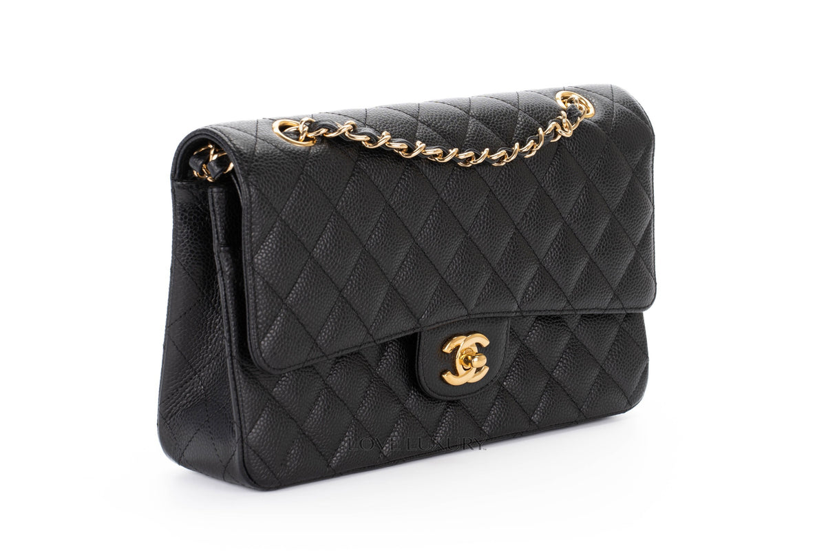 Chanel Medium Classic Flap Black Black Interior Caviar 24K Gold Hardware - view 2