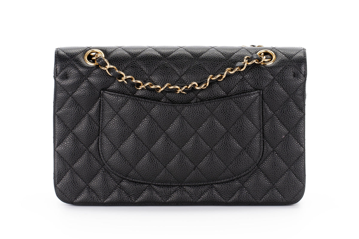 Chanel Medium Classic Flap Black Black Interior Caviar 24K Gold Hardware - view 3