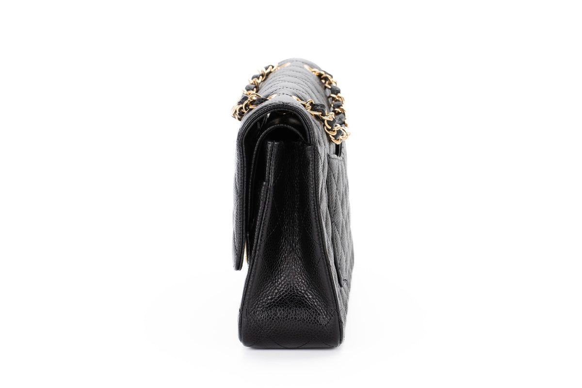 Chanel Medium Classic Flap Black Black Interior Caviar 24K Gold Hardware - view 4