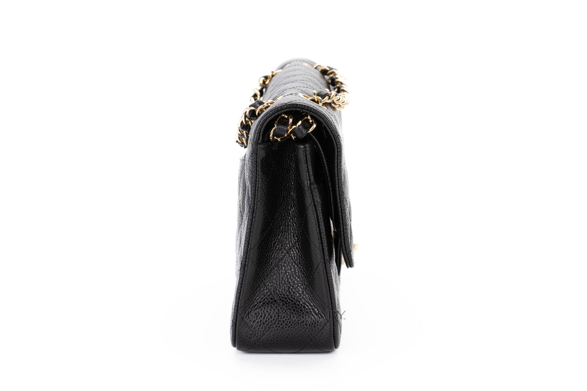 Chanel Medium Classic Flap Black Black Interior Caviar 24K Gold Hardware - view 5