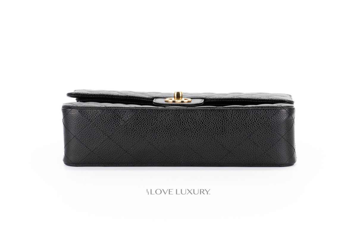 Chanel Medium Classic Flap Black Black Interior Caviar 24K Gold Hardware - view 6