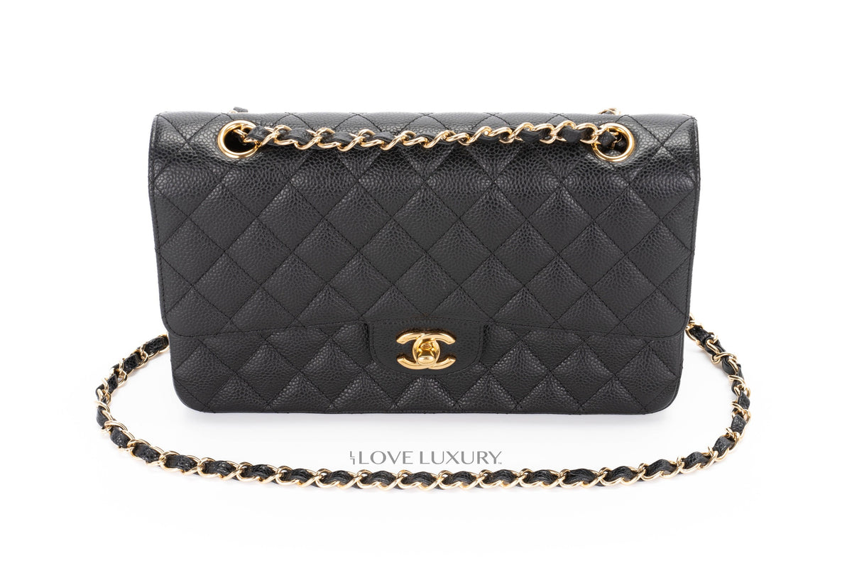 Chanel Medium Classic Flap Black Black Interior Caviar 24K Gold Hardware - view 8