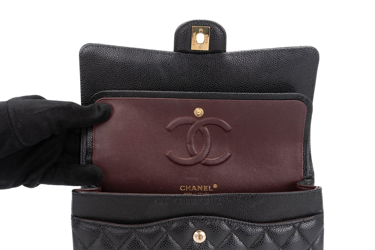 Chanel Medium Classic Flap Black Caviar Gold Hardware - view 10