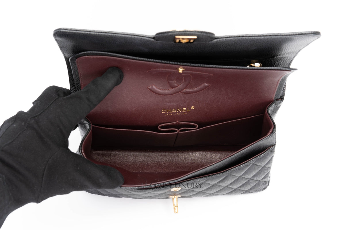 Chanel Medium Classic Flap Black Caviar Gold Hardware - view 11