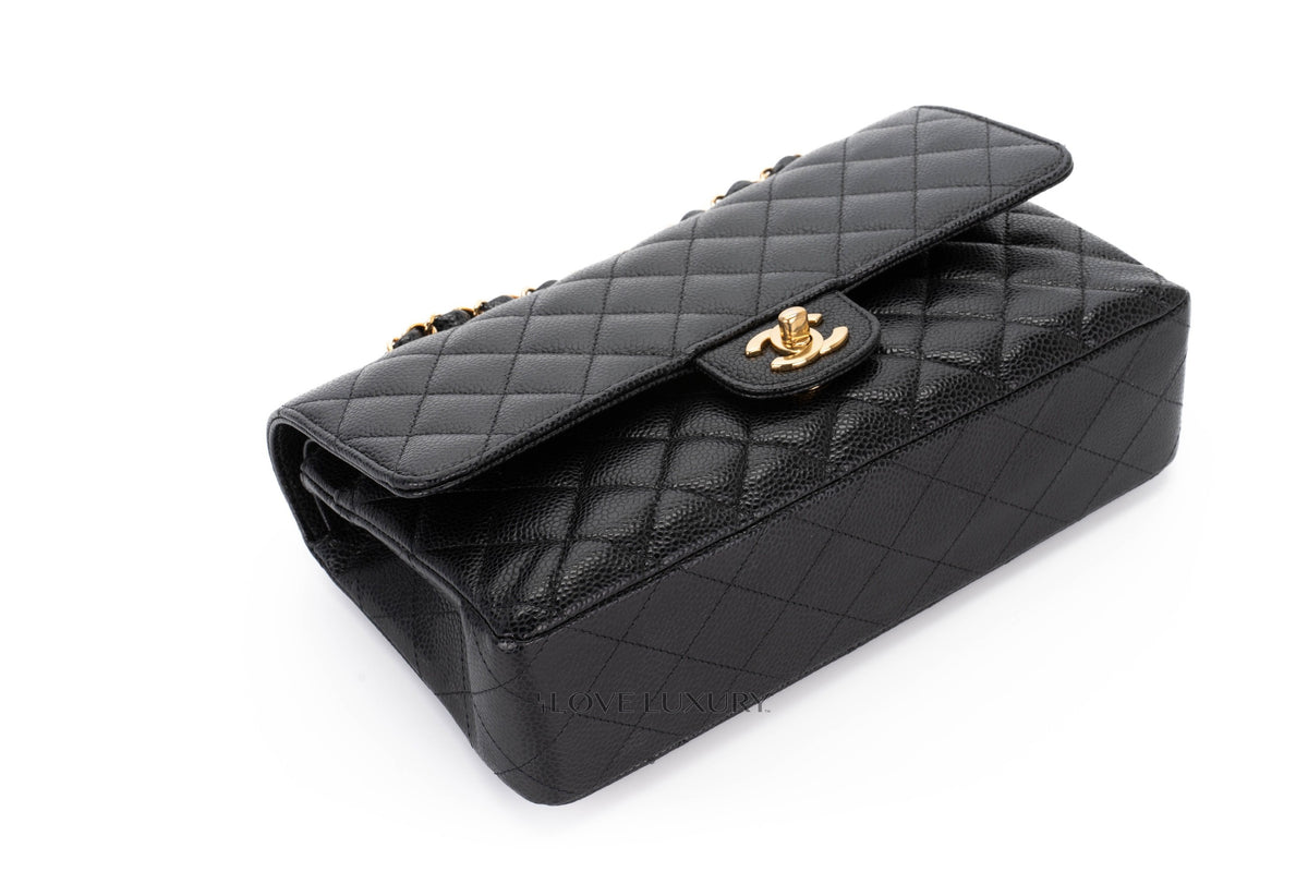 Chanel Medium Classic Flap Black Caviar Gold Hardware - view 12
