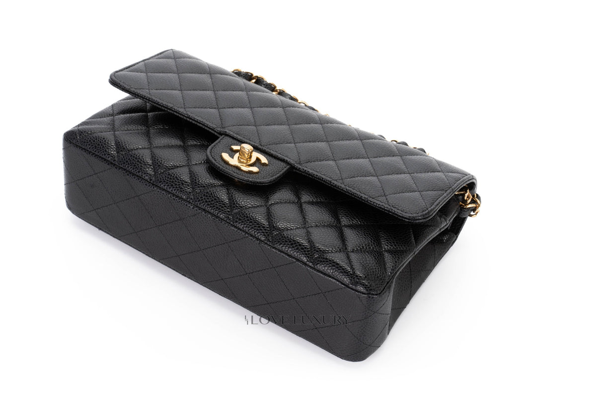 Chanel Medium Classic Flap Black Caviar Gold Hardware - view 13
