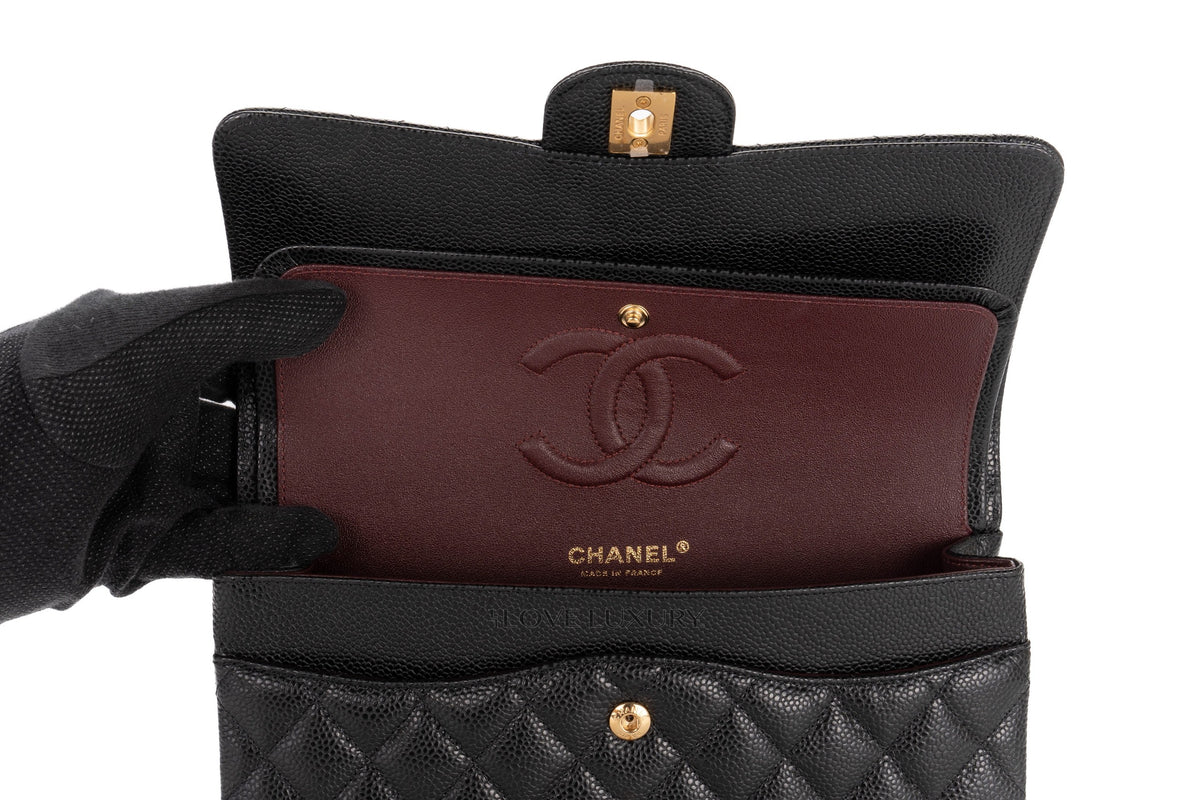 Chanel Medium Classic Flap Black Caviar Gold Hardware - view 10