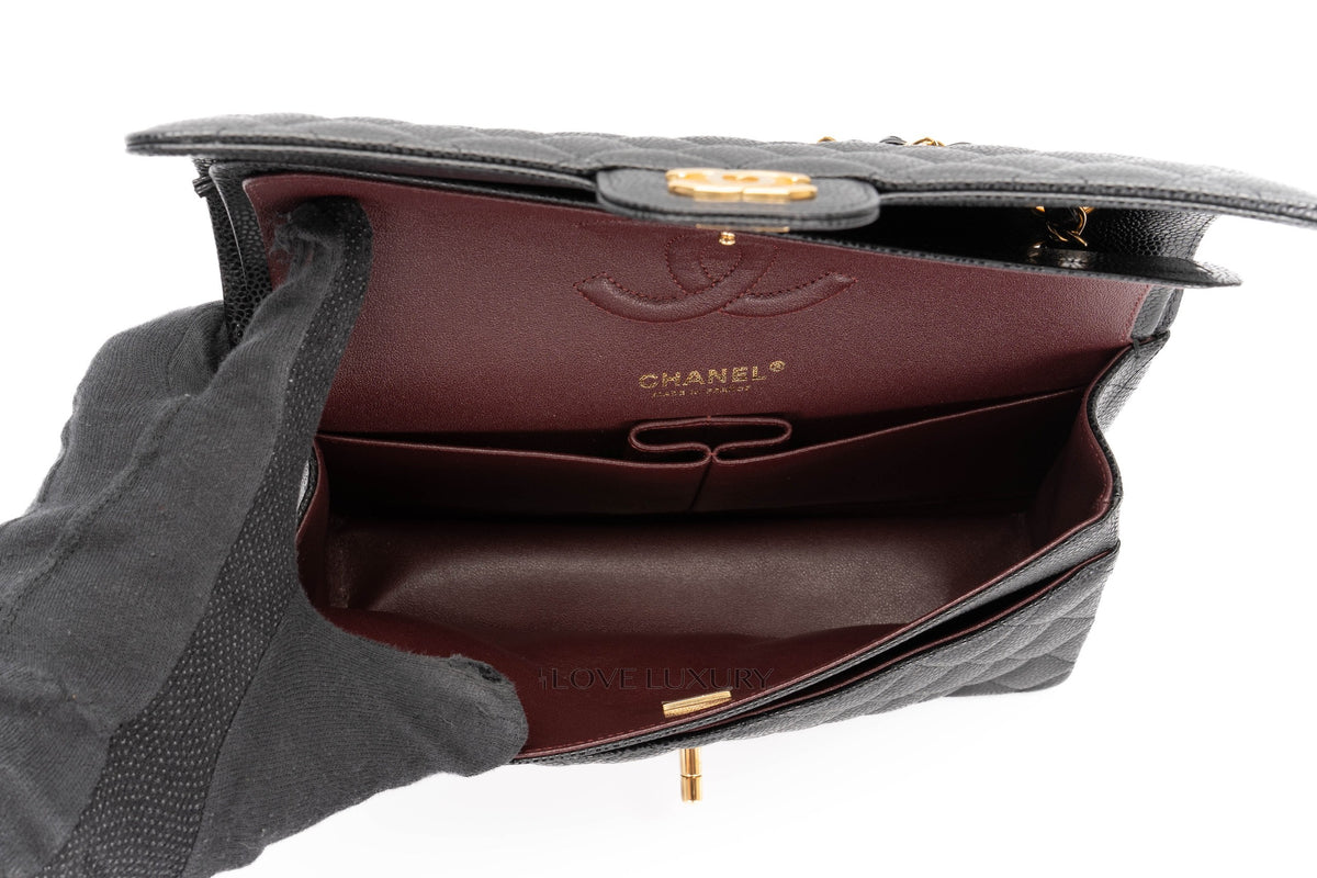 Chanel Medium Classic Flap Black Caviar Gold Hardware - view 11