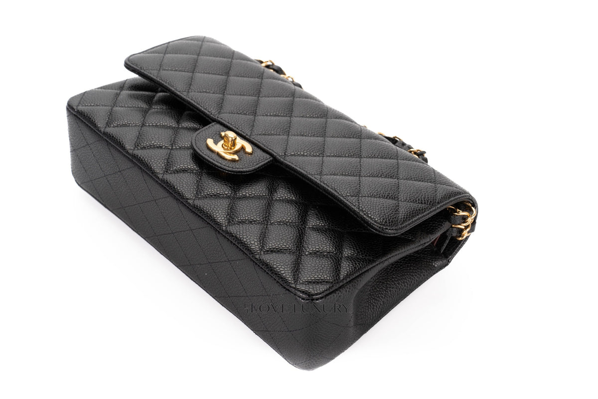 Chanel Medium Classic Flap Black Caviar Gold Hardware - view 13
