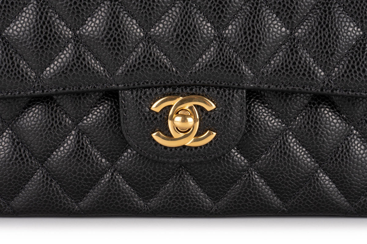 Chanel Medium Classic Flap Black Caviar Gold Hardware - view 7