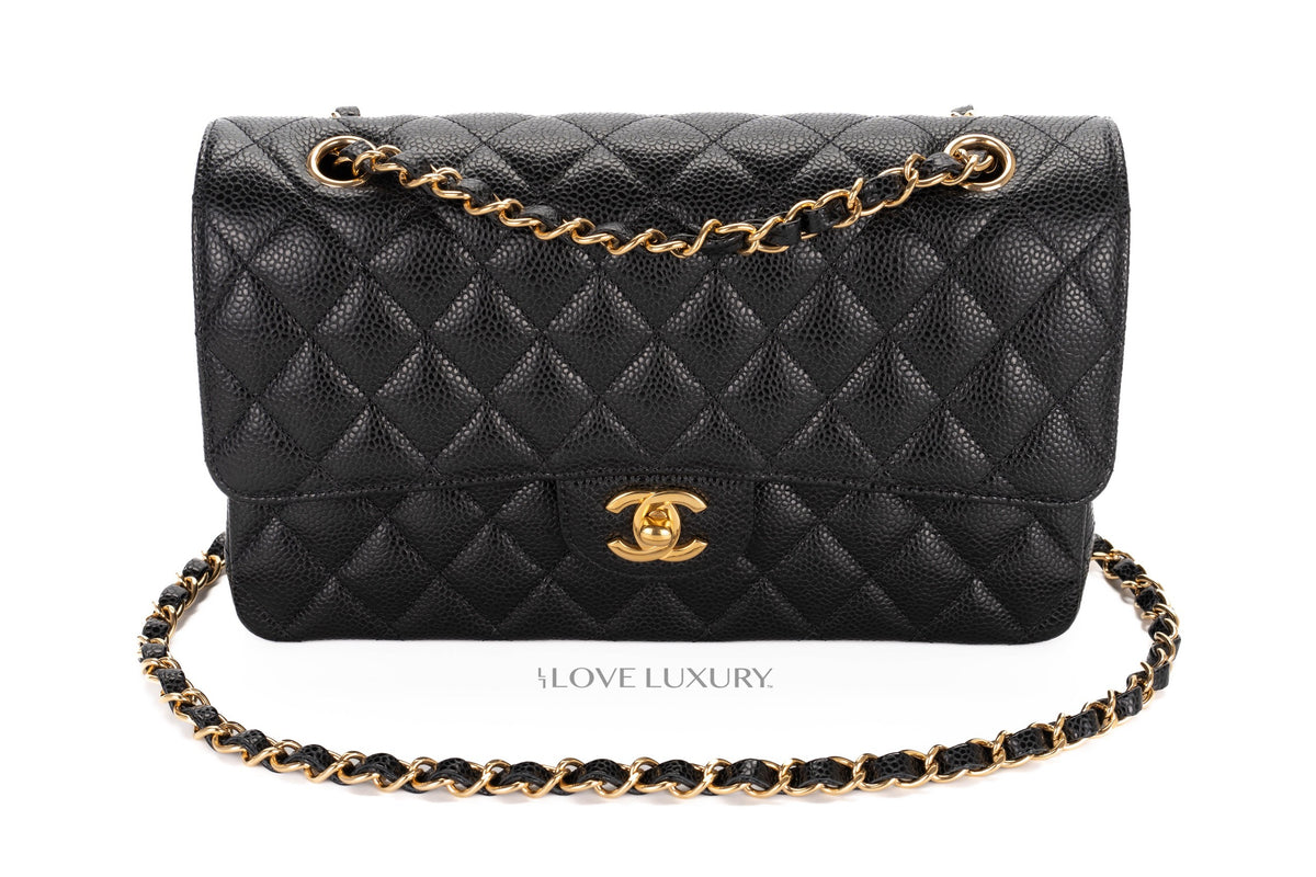 Chanel Medium Classic Flap Black Caviar Gold Hardware - view 8