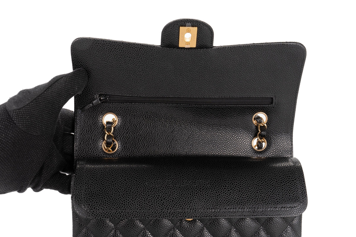 Chanel Medium Classic Flap Black Caviar Gold Hardware - view 9