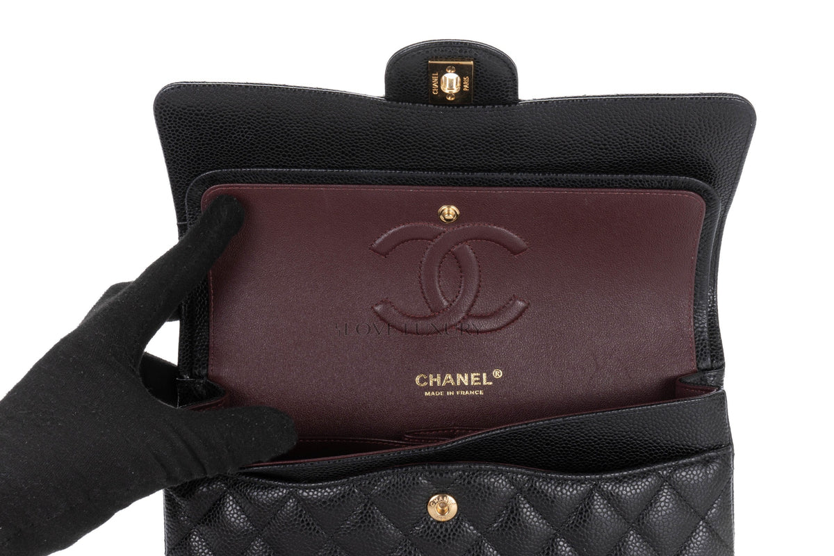 Chanel Medium Classic Flap Black Caviar Gold Hardware - view 10