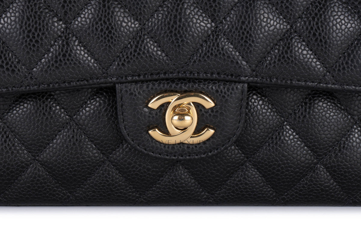 Chanel Medium Classic Flap Black Caviar Gold Hardware - view 7