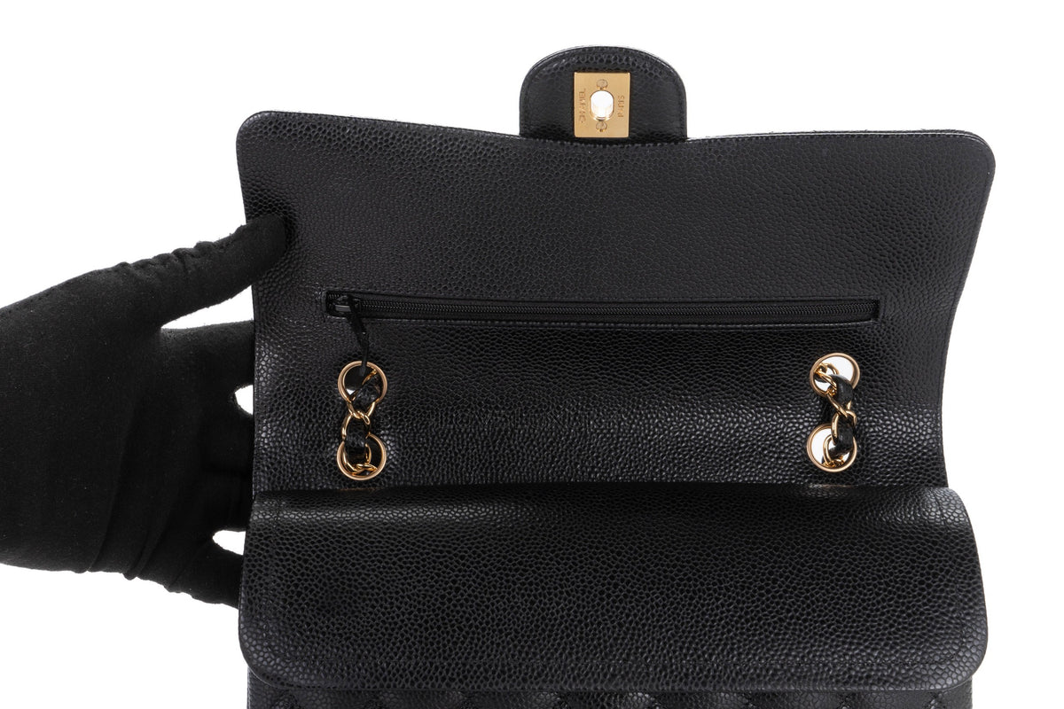 Chanel Medium Classic Flap Black Caviar Gold Hardware - view 9