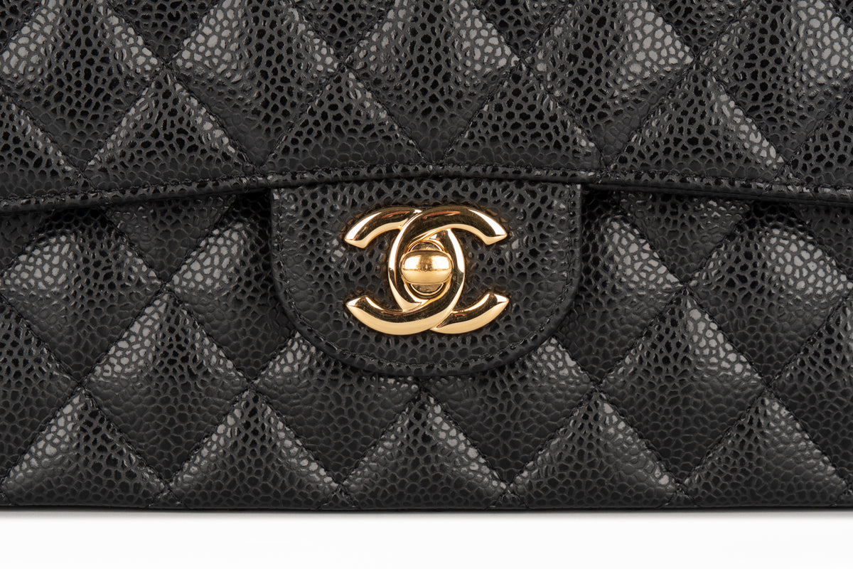 Chanel Medium Classic Flap Black Caviar Gold Hardware - view 7