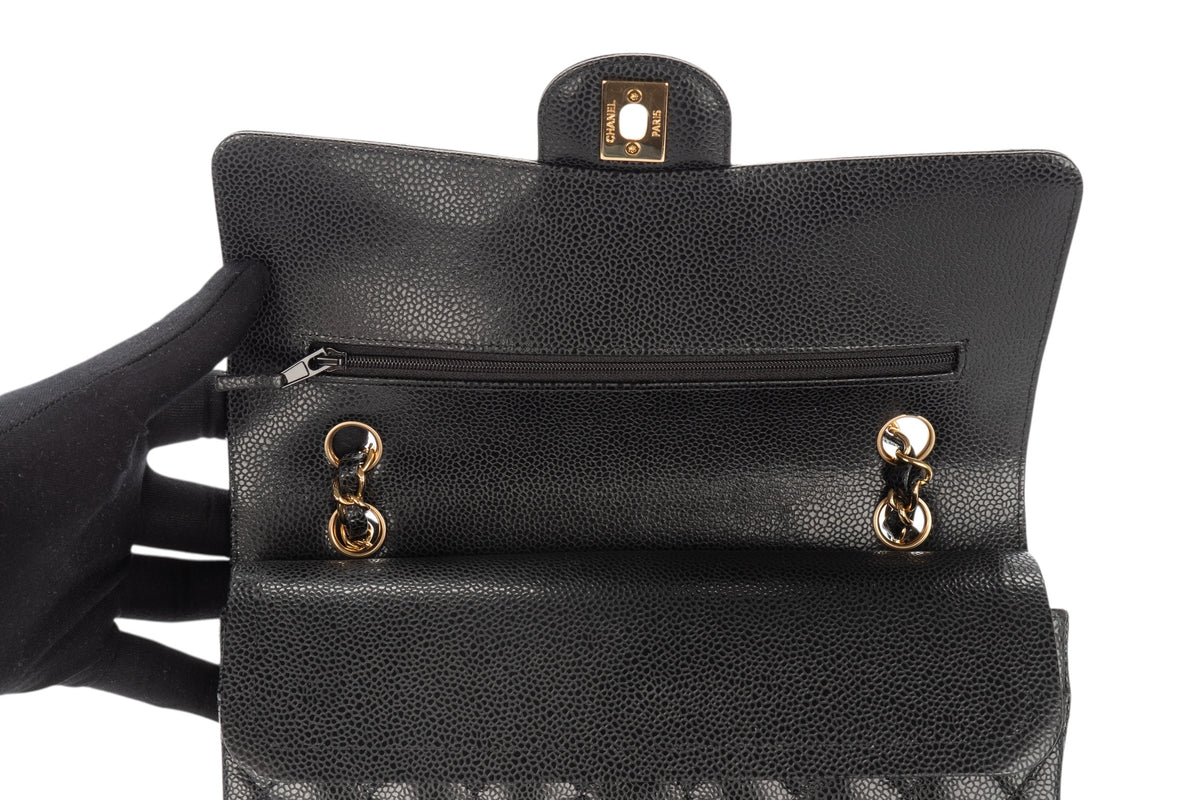 Chanel Medium Classic Flap Black Caviar Gold Hardware - view 9