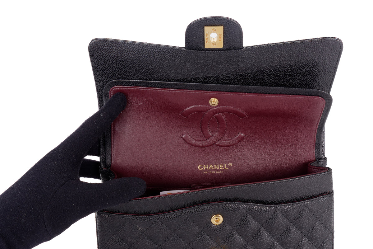 Chanel Medium Classic Flap Black Caviar Gold Hardware - view 10