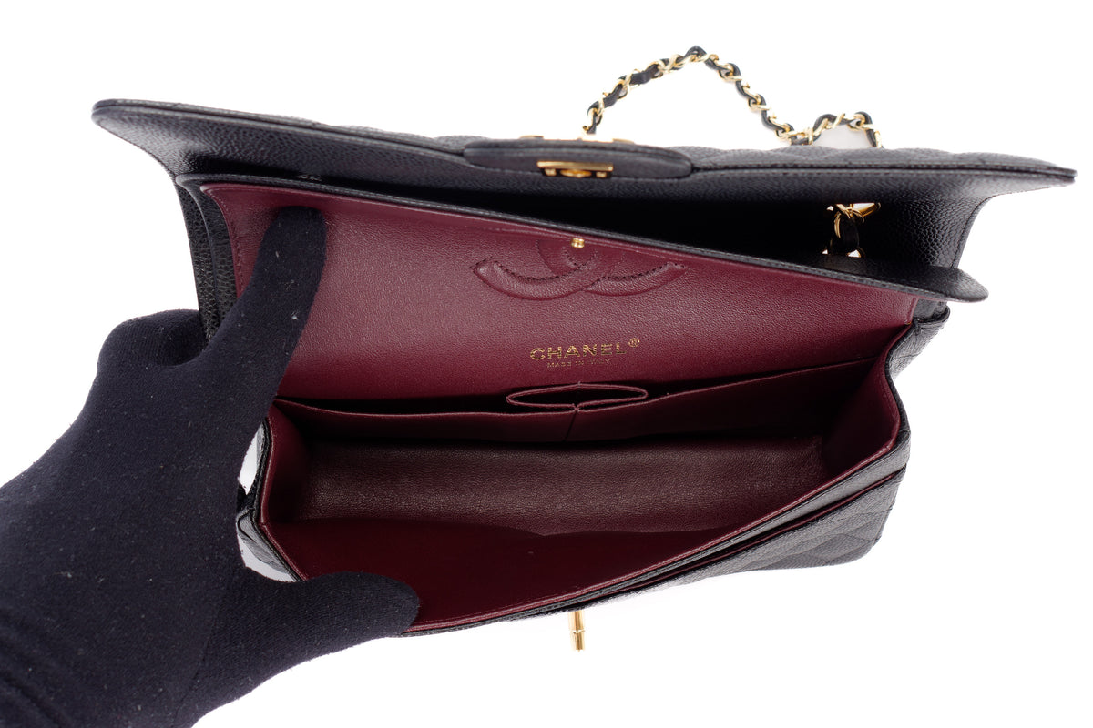 Chanel Medium Classic Flap Black Caviar Gold Hardware - view 11