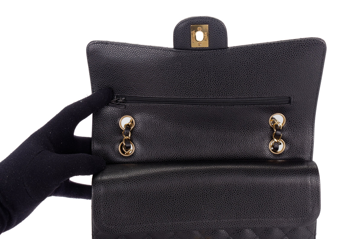 Chanel Medium Classic Flap Black Caviar Gold Hardware - view 9