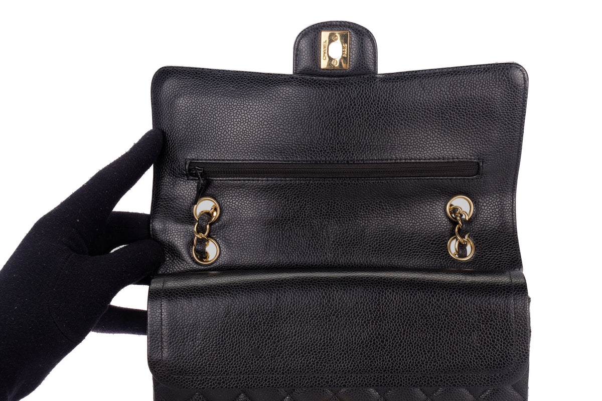 Chanel Medium Classic Flap Black Caviar Gold Hardware - view 8