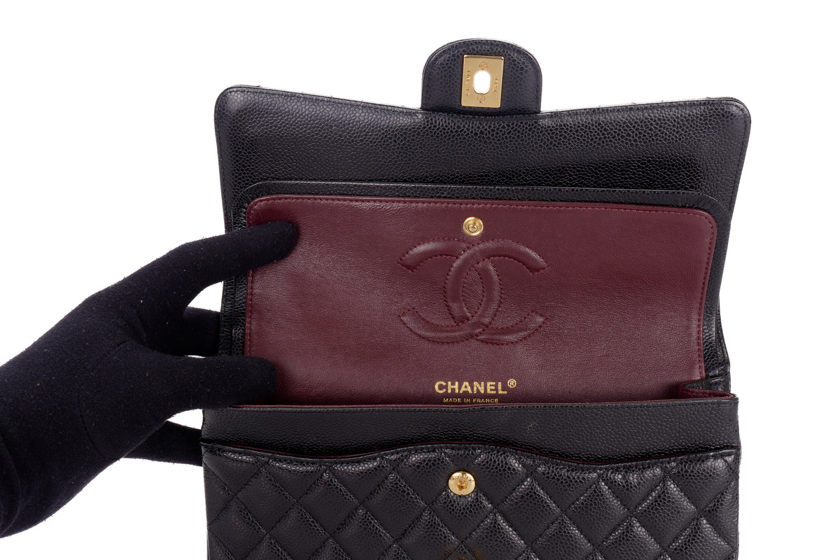 Chanel Medium Classic Flap Black Caviar Gold Hardware - view 9