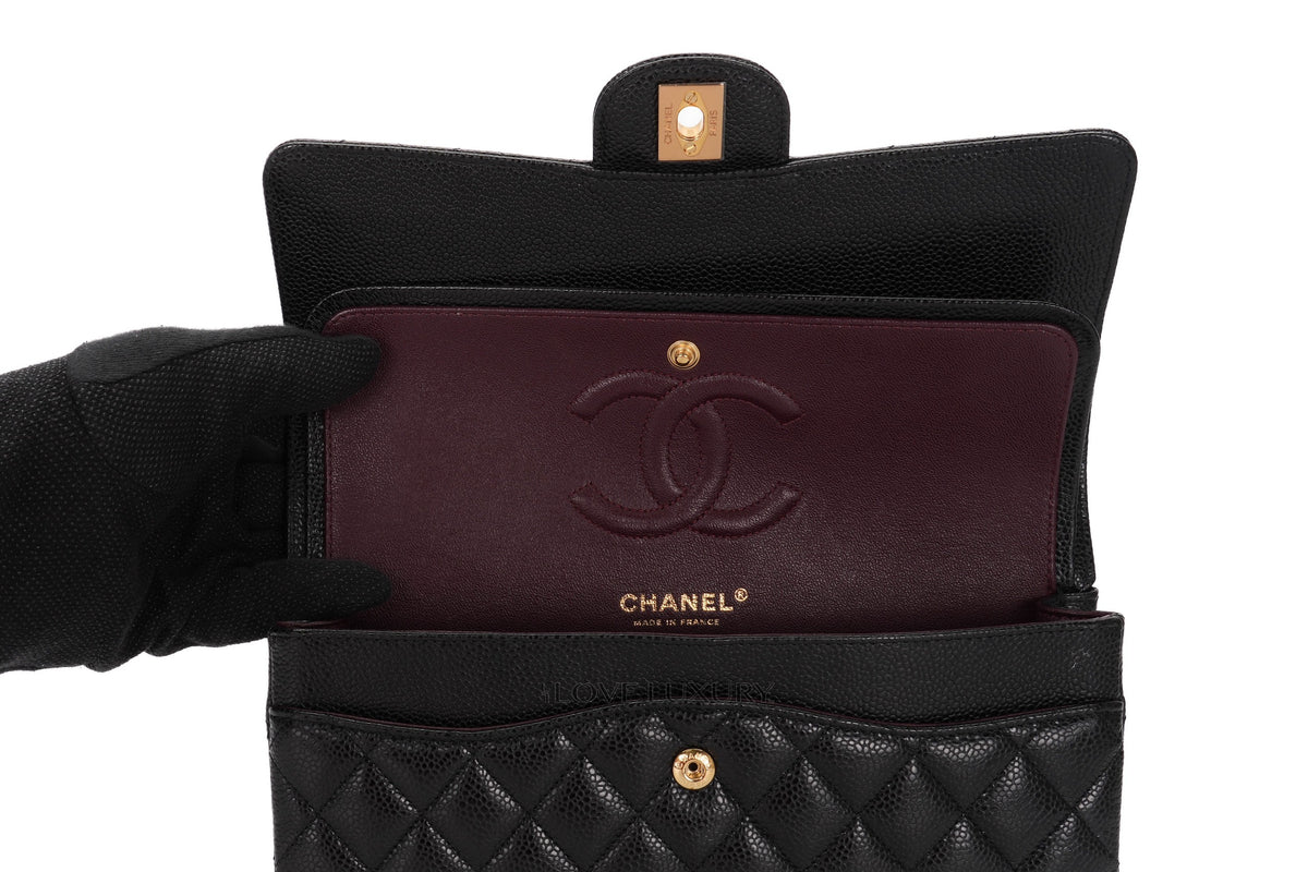 Chanel Medium Classic Flap Black 28 Caviar Gold Hardware - view 10