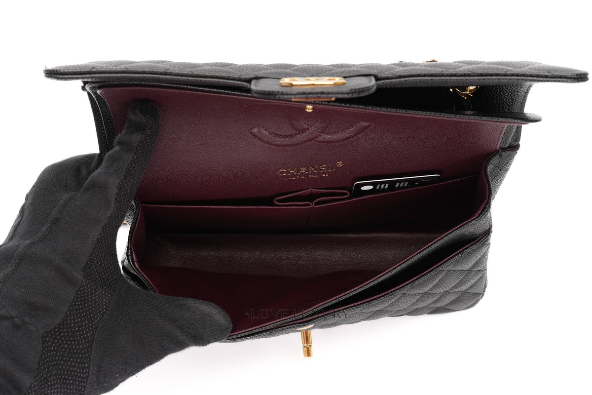 Chanel Medium Classic Flap Black 28 Caviar Gold Hardware - view 11