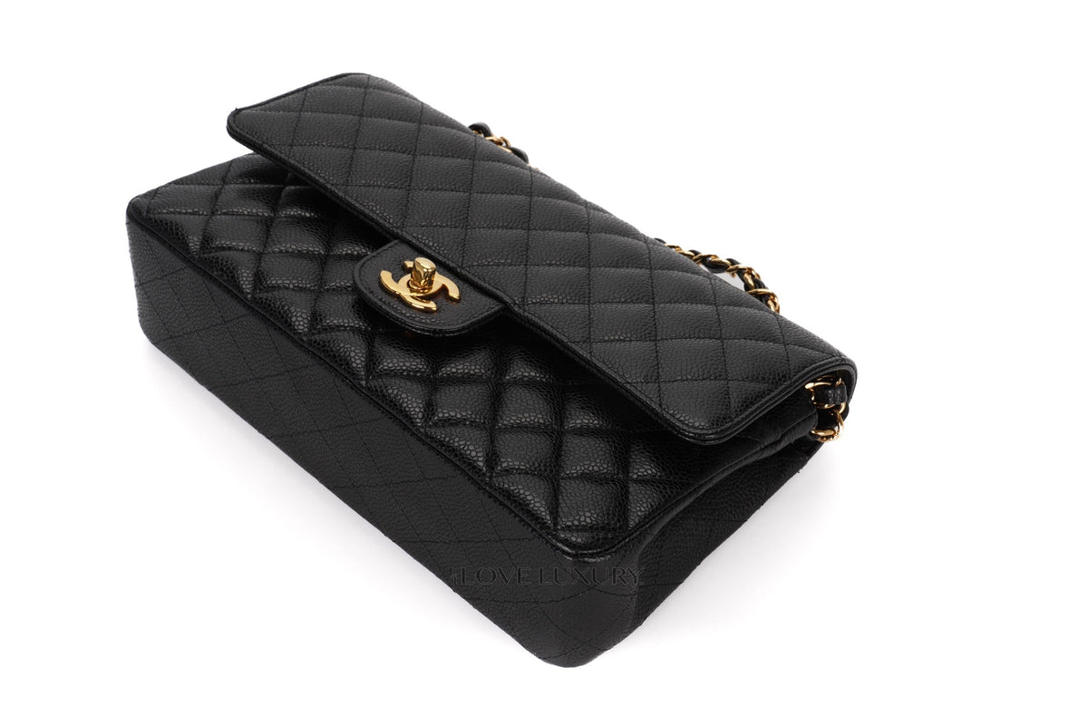 Chanel Medium Classic Flap Black 28 Caviar Gold Hardware - view 13