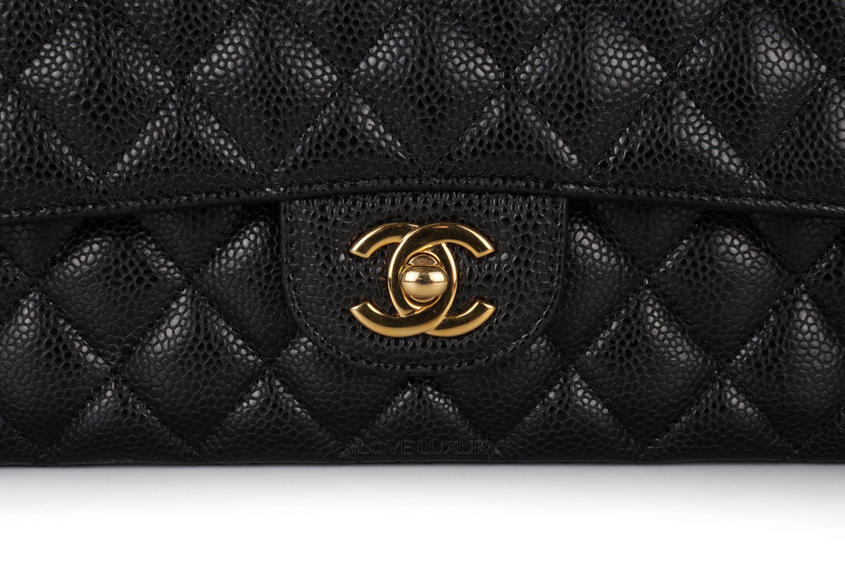 Chanel Medium Classic Flap Black 28 Caviar Gold Hardware - view 7
