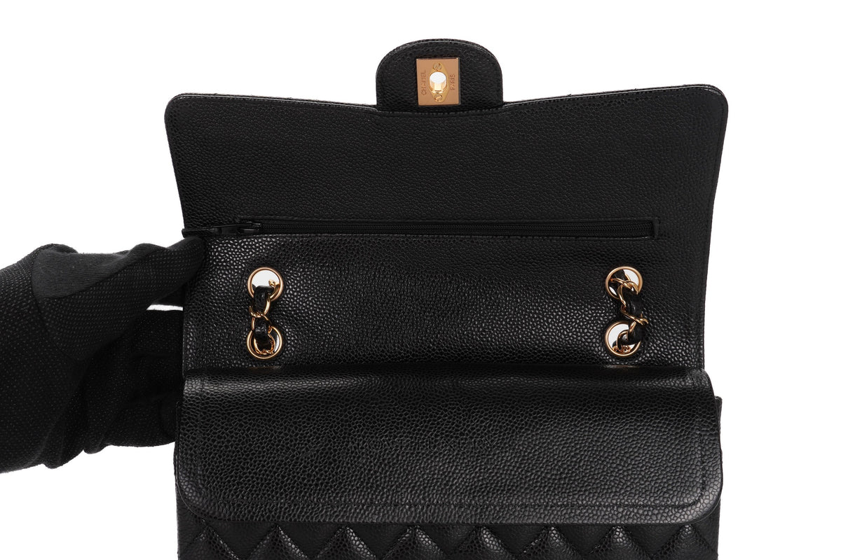 Chanel Medium Classic Flap Black 28 Caviar Gold Hardware - view 9