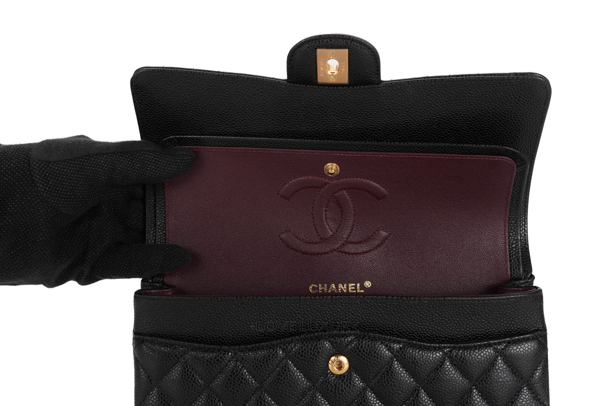 Chanel Medium Classic Flap Black 30 Caviar Gold Hardware - view 10