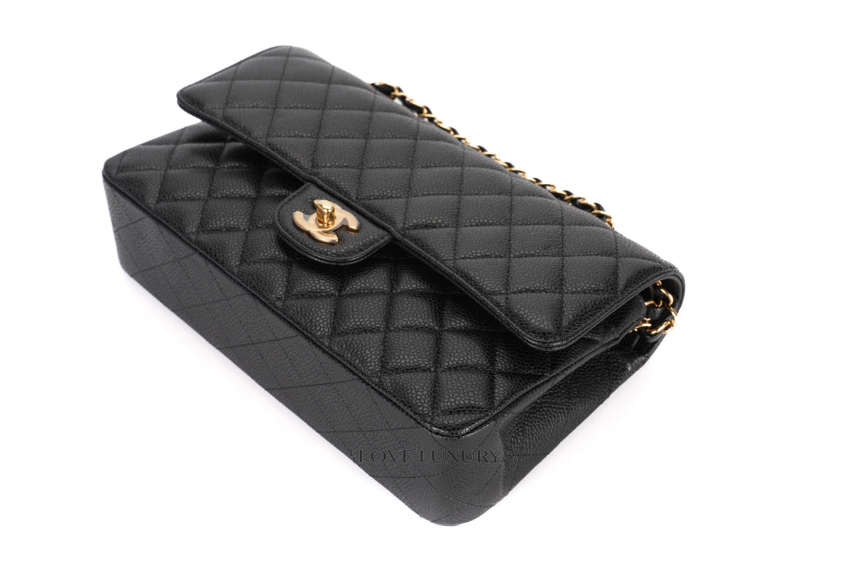 Chanel Medium Classic Flap Black 30 Caviar Gold Hardware - view 13