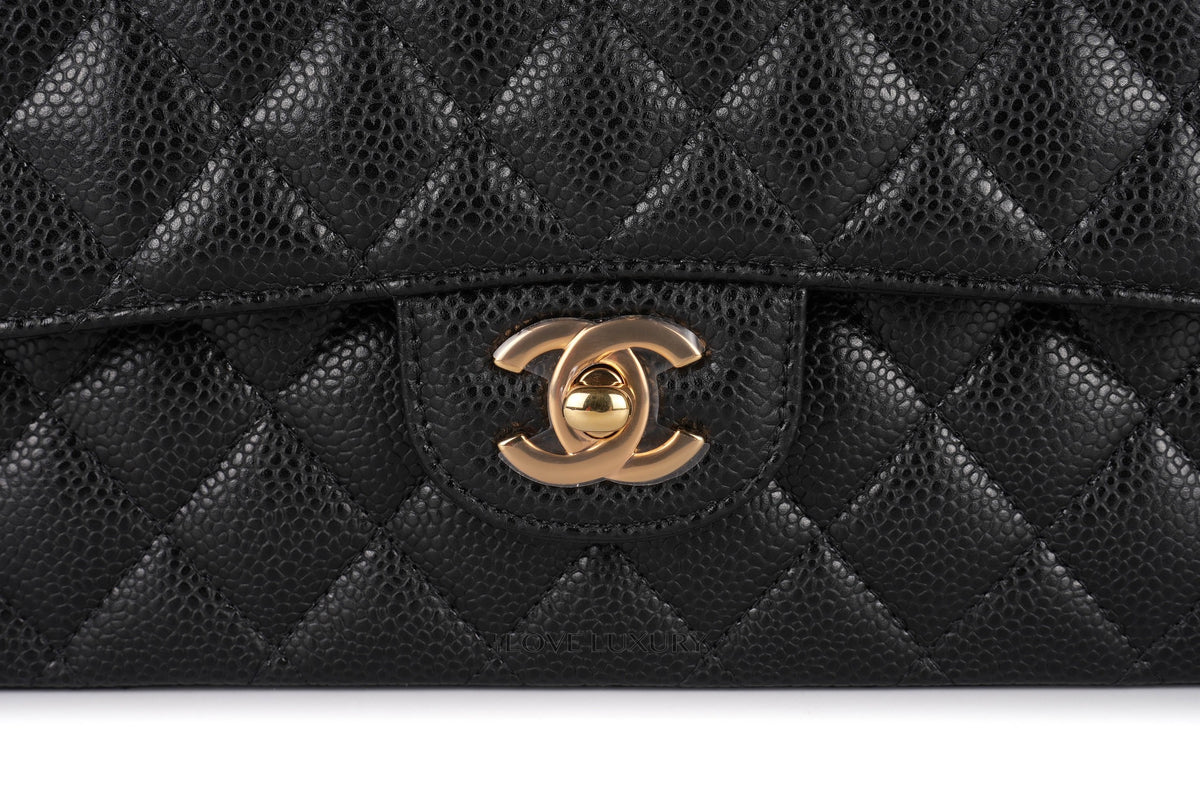 Chanel Medium Classic Flap Black 30 Caviar Gold Hardware - view 7