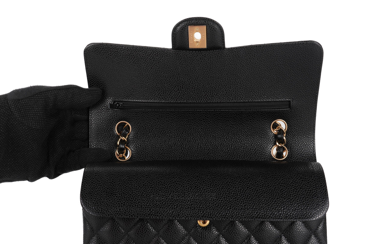 Chanel Medium Classic Flap Black 30 Caviar Gold Hardware - view 9