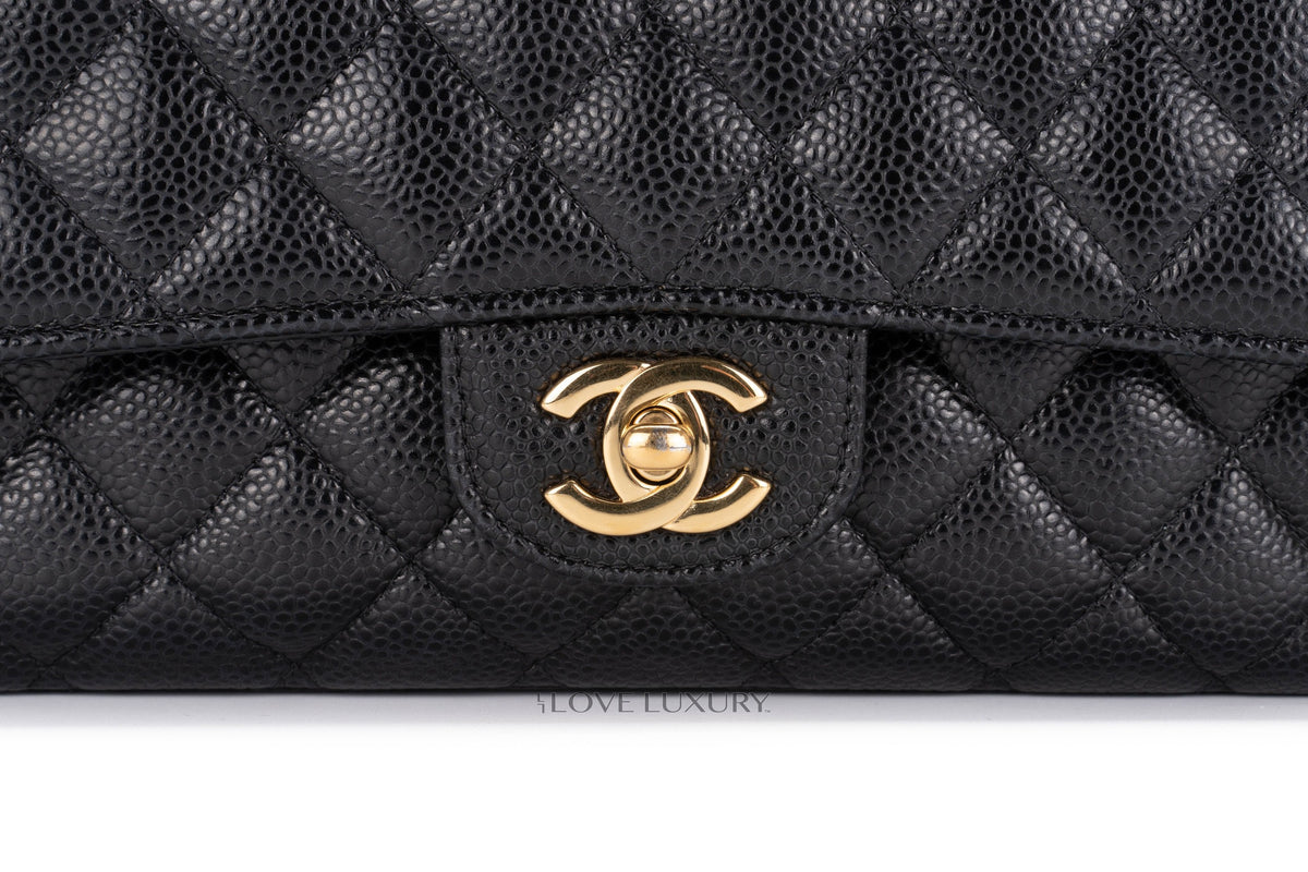 Chanel Medium Classic Flap Black Caviar Gold Hardware - view 7