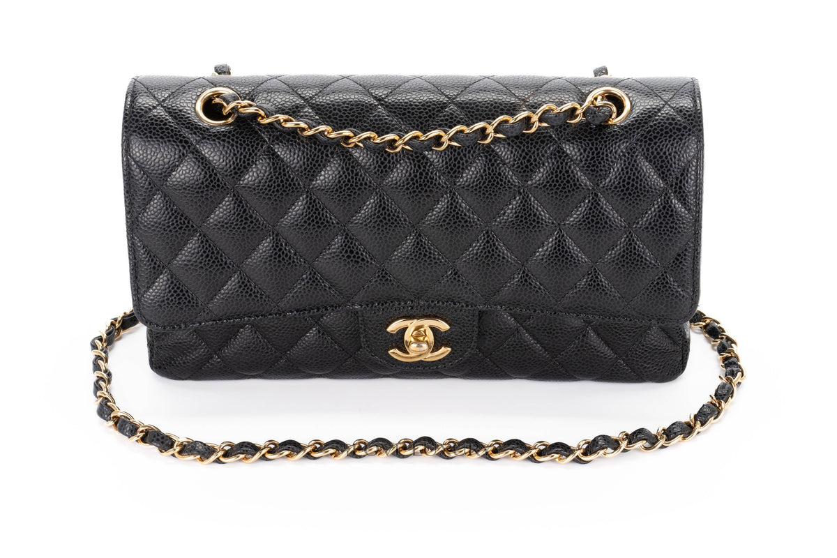 Chanel Medium Classic Flap Black Caviar Gold Hardware - view 8