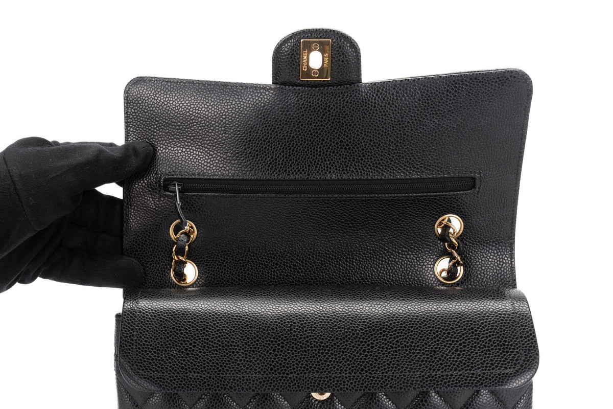 Chanel Medium Classic Flap Black Caviar Gold Hardware - view 9