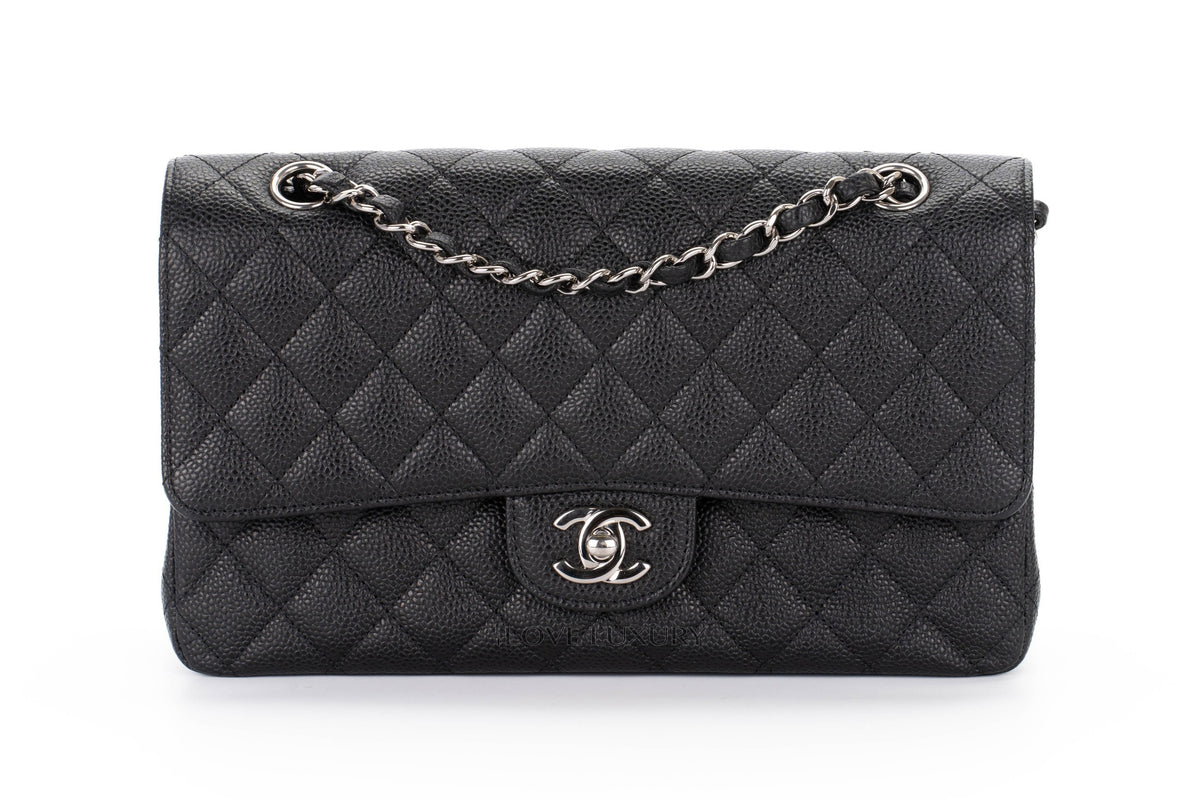 Chanel Medium Classic Flap Black Caviar Silver Hardware - view 1