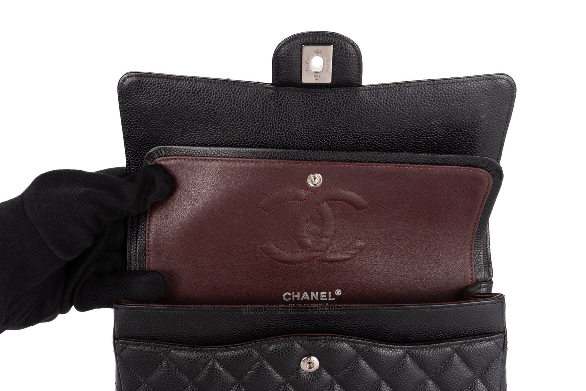 Chanel Medium Classic Flap Black Caviar Silver Hardware - view 10