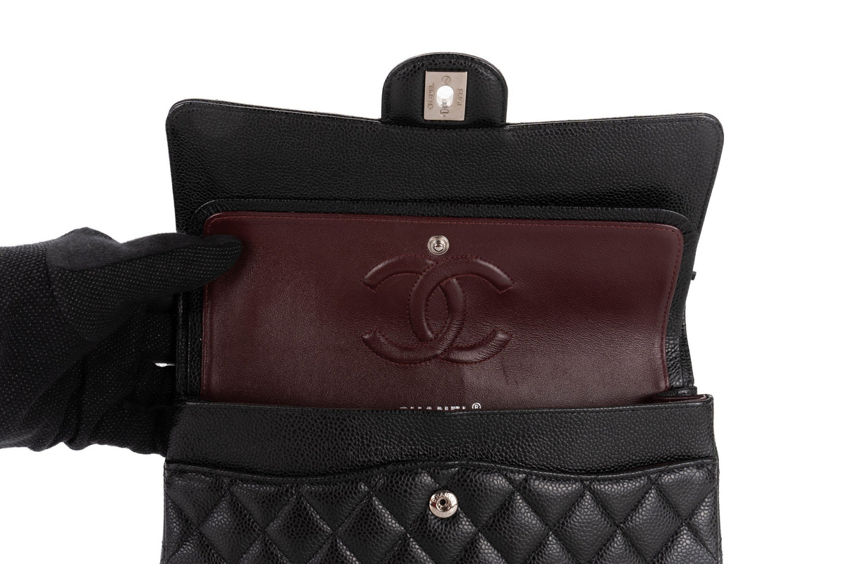 Chanel Medium Classic Flap Black Caviar Silver Hardware - view 10