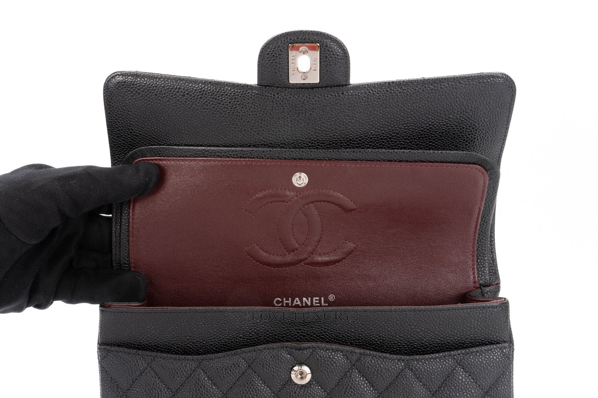 Chanel Medium Classic Flap Black Caviar Silver Hardware - view 10