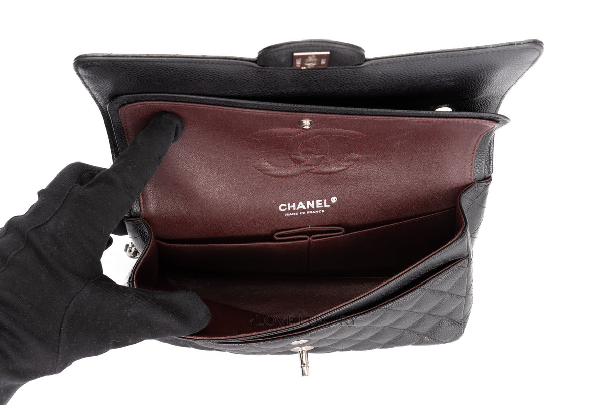 Chanel Medium Classic Flap Black Caviar Silver Hardware - view 11