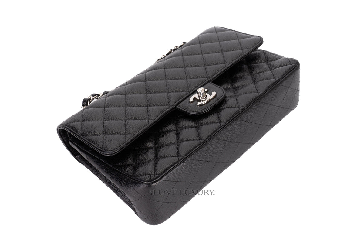 Chanel Medium Classic Flap Black Caviar Silver Hardware - view 12