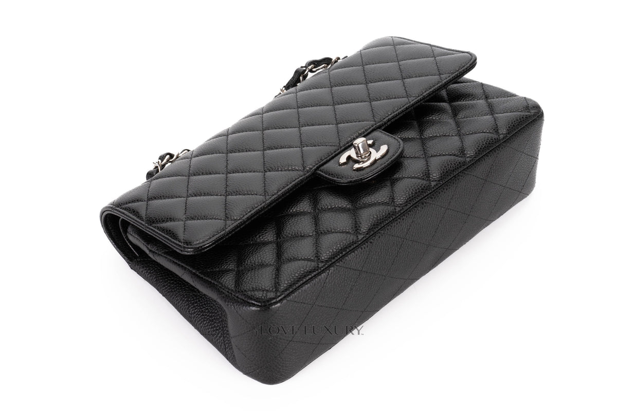 Chanel Medium Classic Flap Black Caviar Silver Hardware - view 12